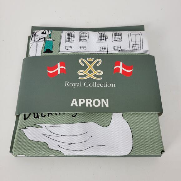 Royal Collection Copenhagen Apron Green Scandinavian Souvenir Collage Cotton NEW - Picture 8 of 11